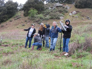Volunteers fencing off spring area from wild pigs